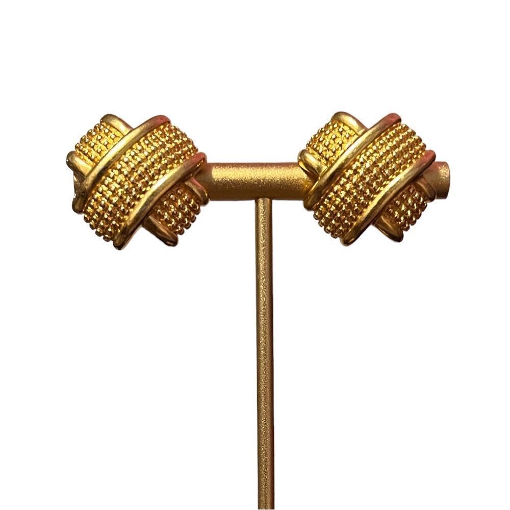 Vintage Style Gold Tone X Stud Earrings
